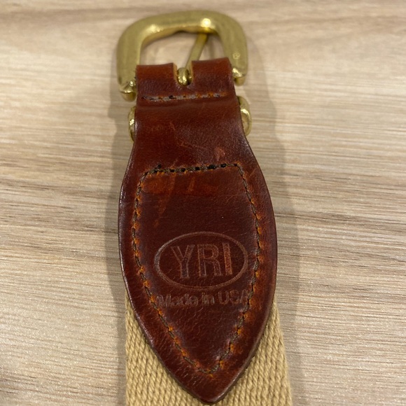 YRI Canvas Golf Belt Size 32/80 Blue Down Hill Mountain Skier Embroidery Brass - Picture 4 of 9